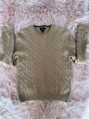 Brooks Brothers Women’s Cable Crewneck Sweater Extra Fine 100% Merino Wool